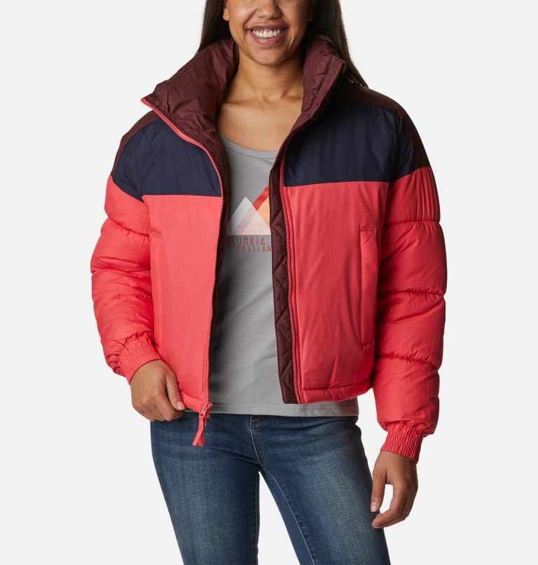 Women's Pike Lake Insulated Cropped Puffer Jacket, Color: Bright Geranium, Dark Nocturnal, Malbec, image 7