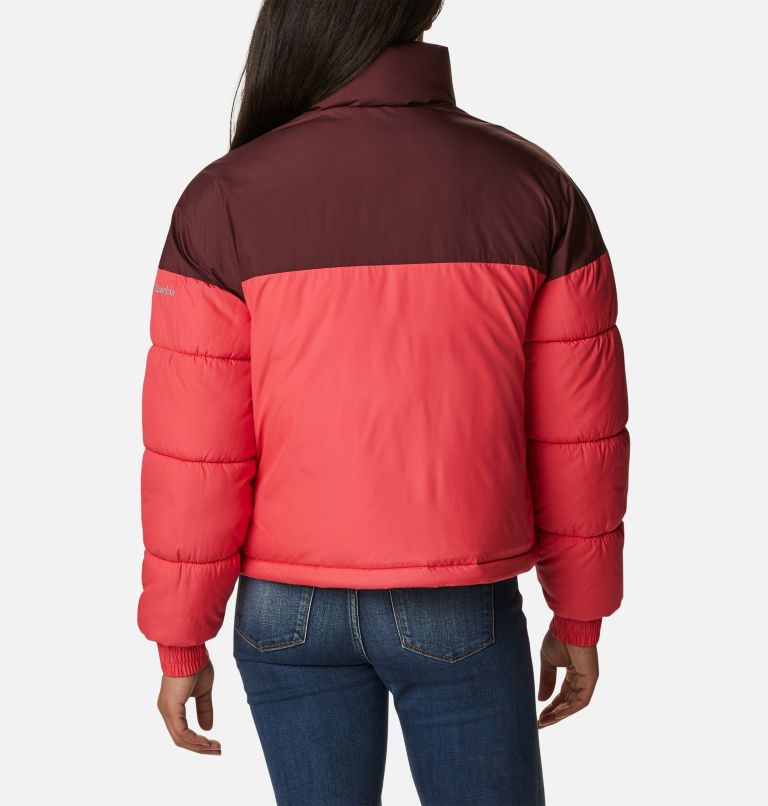 Women's Pike Lake Insulated Cropped Puffer Jacket, Color: Bright Geranium, Dark Nocturnal, Malbec, image 2