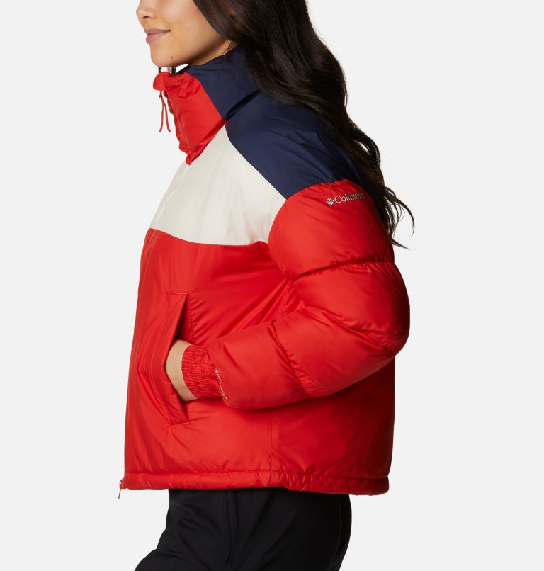 Thumbnail: Women's Pike Lake Insulated Cropped Puffer Jacket, Color: Bold Orange, Chalk, Nocturnal, image 3