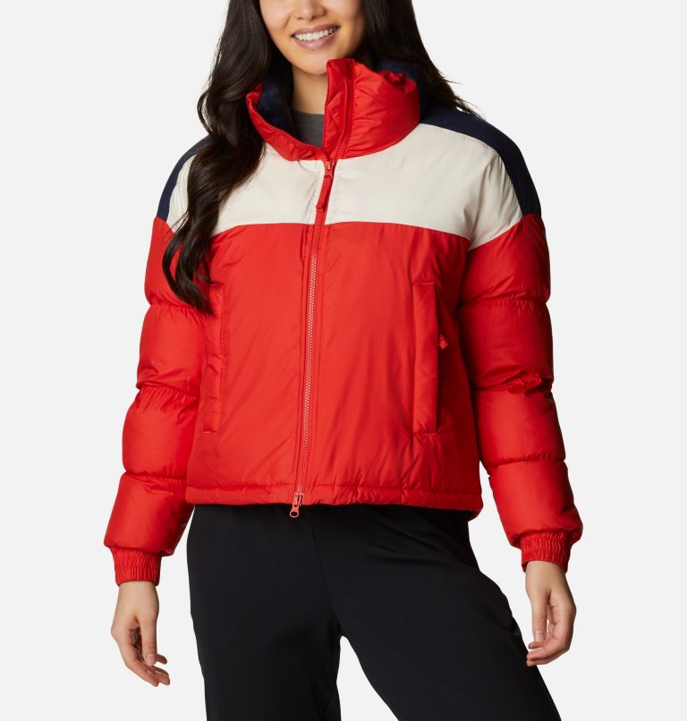 Women's Pike Lake Insulated Cropped Puffer Jacket, Color: Bold Orange, Chalk, Nocturnal, image 7