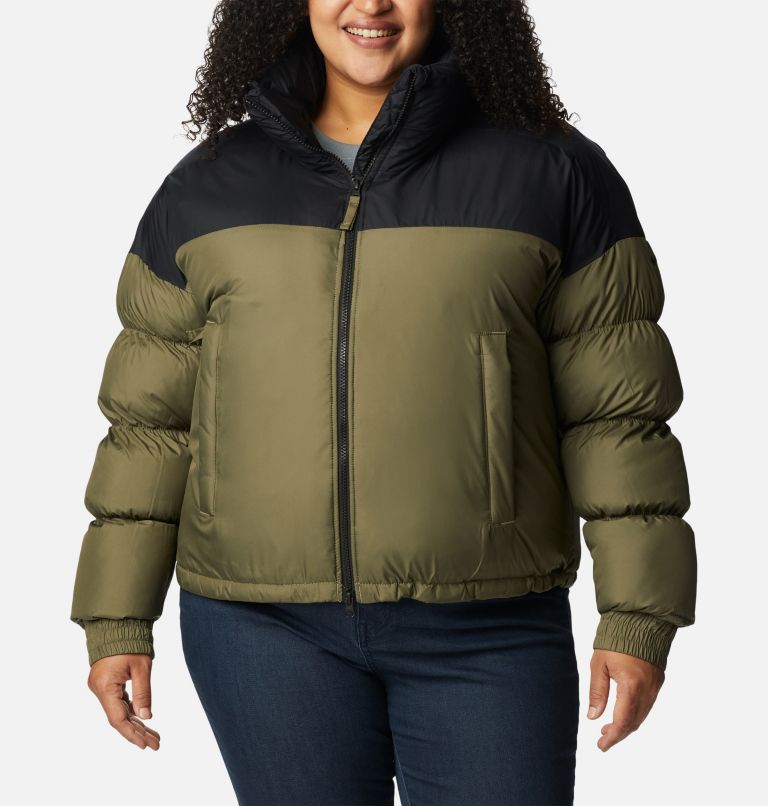 Thumbnail: Women's Pike Lake Cropped Jacket - Plus Size, Color: Stone Green, Black, image 1