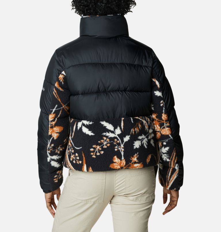Thumbnail: Women's Leadbetter Point Sherpa Hybrid Jacket, Color: Black, Black Fallgrass Print, image 2