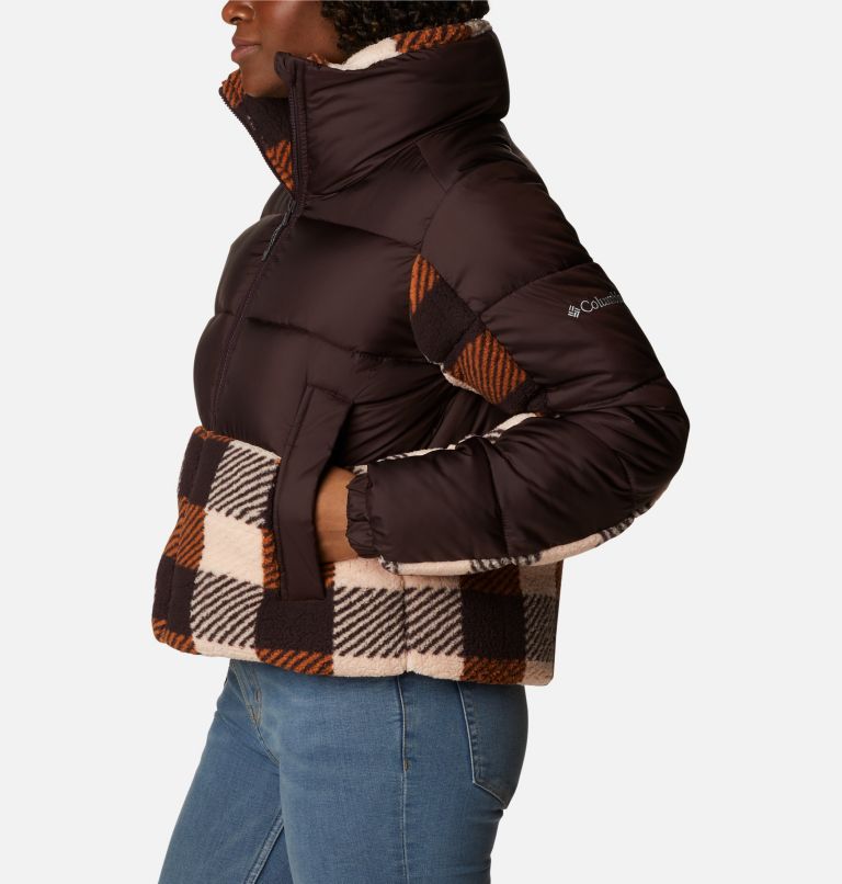 Women's Leadbetter Point Sherpa Hybrid Jacket, Color: New Cinder, Warm Copper Check Multi, image 3