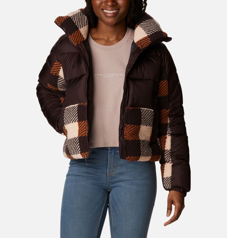 Women's Leadbetter Point Sherpa Hybrid Jacket, Color: New Cinder, Warm Copper Check Multi, image 8