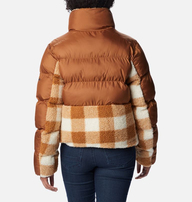 Women's Leadbetter Point Sherpa Hybrid Jacket, Color: Camel Brown, Camel Brown Check, image 2