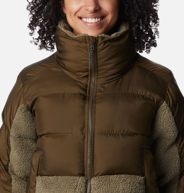 Women's Leadbetter Point Sherpa Hybrid Jacket, Color: Olive Green, Stone Green, image 4