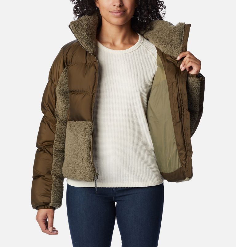 Women's Leadbetter Point Sherpa Hybrid Jacket, Color: Olive Green, Stone Green, image 5