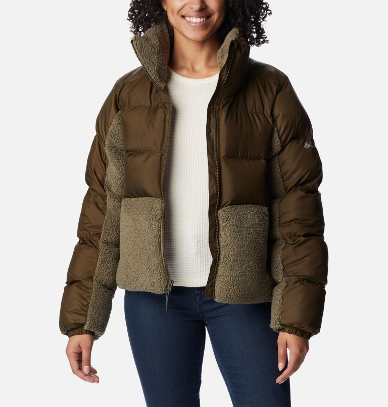 Women's Leadbetter Point Sherpa Hybrid Jacket, Color: Olive Green, Stone Green, image 7