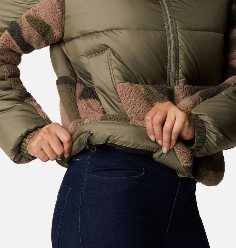 Women's Leadbetter Point Sherpa Hybrid Jacket, Color: Stone Green, Cypress Mod Camo Prin, image 6