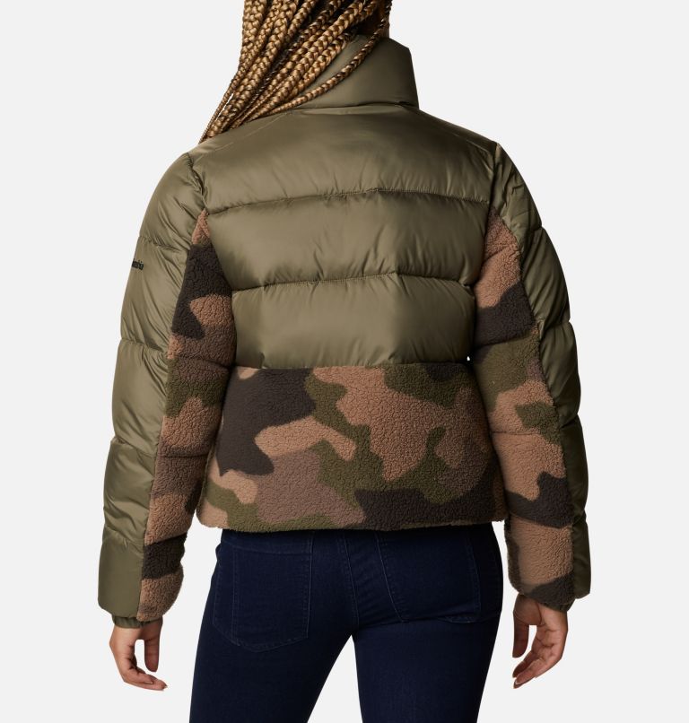 Thumbnail: Women's Leadbetter Point Sherpa Hybrid Jacket, Color: Stone Green, Cypress Mod Camo Prin, image 2