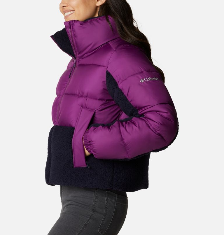 Women's Leadbetter Point Sherpa Hybrid Jacket, Color: Plum, Dark Nocturnal, image 3