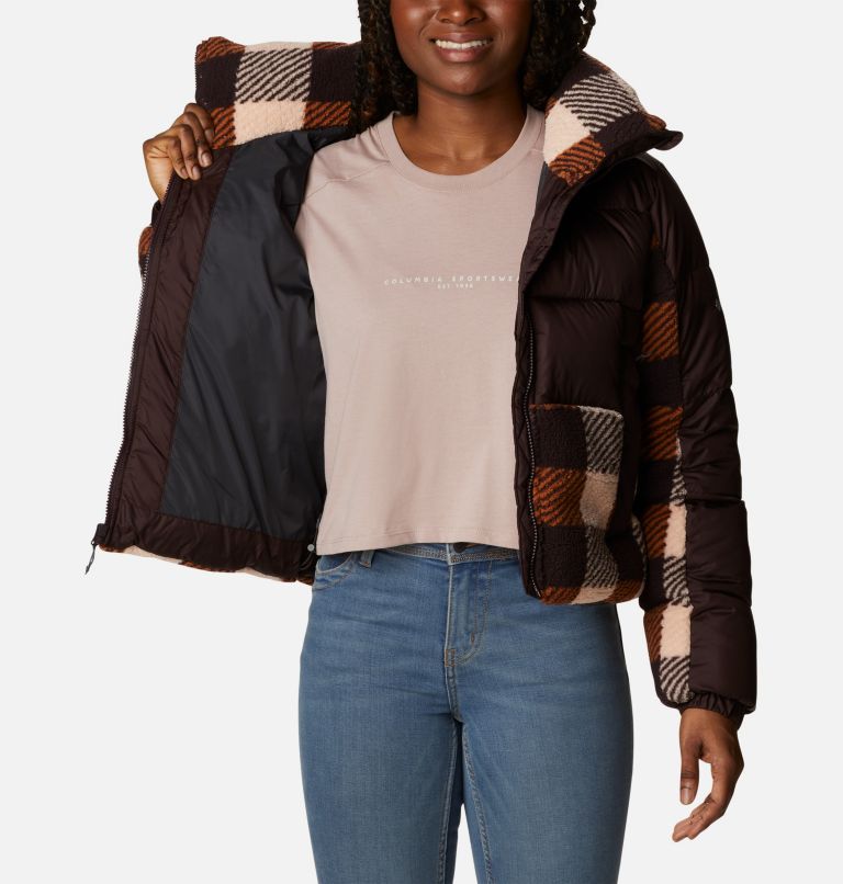 Thumbnail: Women's Leadbetter Point Sherpa Hybrid Puffer Jacket, Color: New Cinder, Warm Copper Check Multi, image 5
