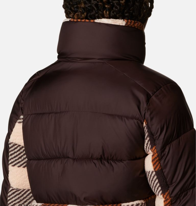 Women's Leadbetter Point Sherpa Hybrid Puffer Jacket, Color: New Cinder, Warm Copper Check Multi, image 6