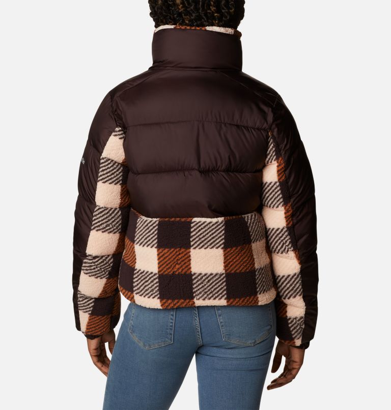 Women's Leadbetter Point Sherpa Hybrid Puffer Jacket, Color: New Cinder, Warm Copper Check Multi, image 2