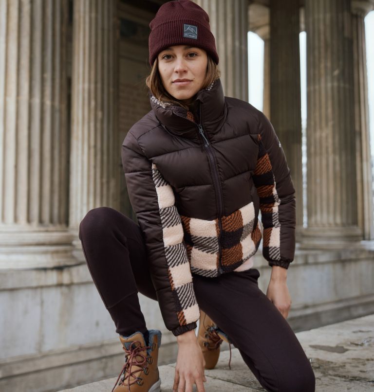 Thumbnail: Women's Leadbetter Point Sherpa Hybrid Puffer Jacket, Color: New Cinder, Warm Copper Check Multi, image 11