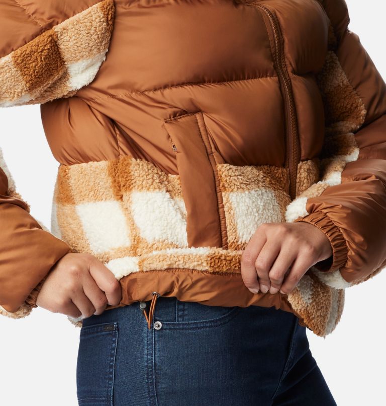 Thumbnail: Women's Leadbetter Point Sherpa Hybrid Puffer Jacket, Color: Camel Brown, Camel Brown Check, image 6