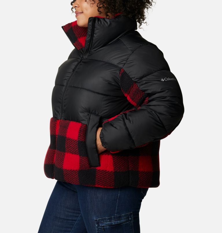 Manteau hybride en Sherpa Leadbetter Point pour femme - Grandes tailles, Color: Black, Red Buffalo Plaid Print, image 3
