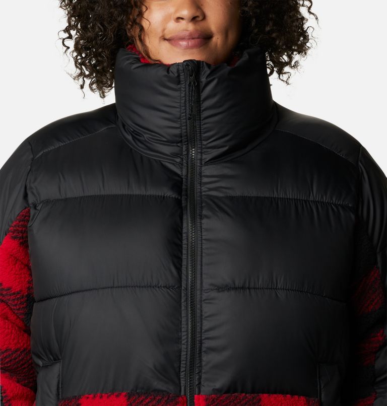 Thumbnail: Women's Leadbetter Point Sherpa Hybrid Jacket - Plus Size, Color: Black, Red Buffalo Plaid Print, image 4