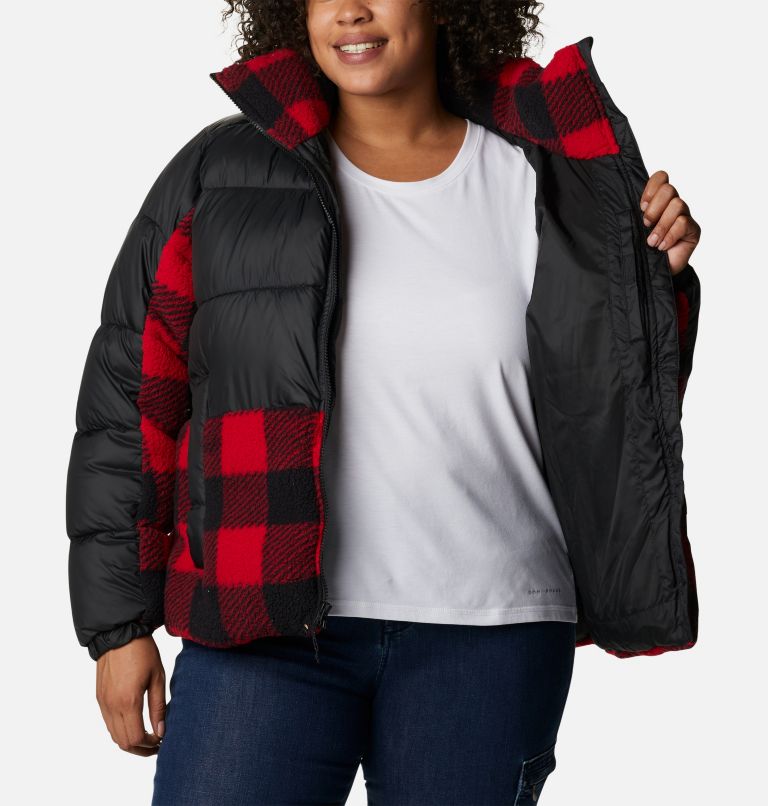 Manteau hybride en Sherpa Leadbetter Point pour femme - Grandes tailles, Color: Black, Red Buffalo Plaid Print, image 5