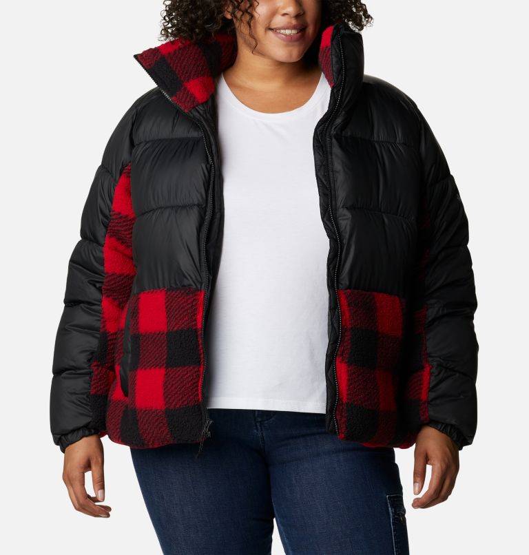 Thumbnail: Women's Leadbetter Point Sherpa Hybrid Jacket - Plus Size, Color: Black, Red Buffalo Plaid Print, image 7