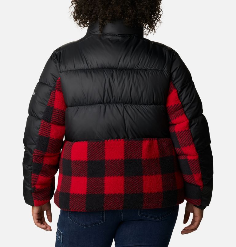 Thumbnail: Women's Leadbetter Point Sherpa Hybrid Jacket - Plus Size, Color: Black, Red Buffalo Plaid Print, image 2