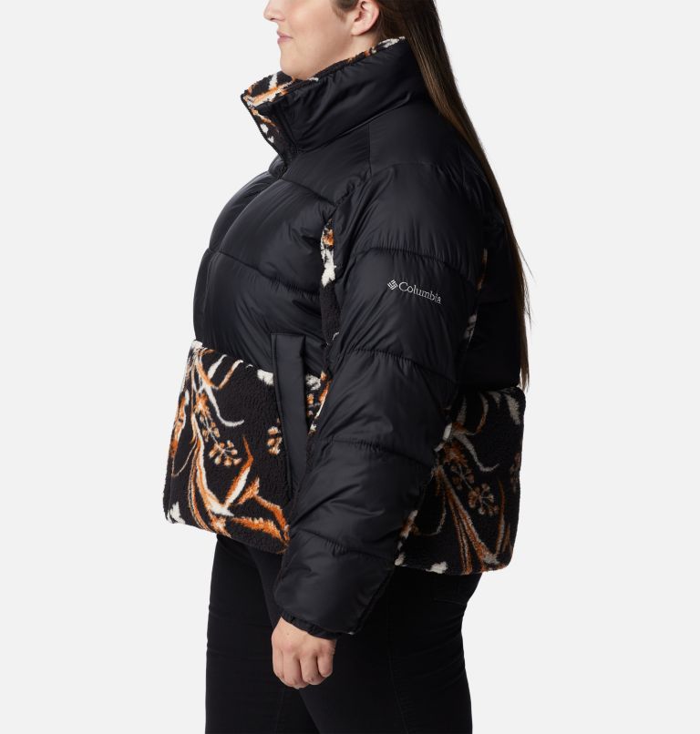 Thumbnail: Women's Leadbetter Point Sherpa Hybrid Jacket - Plus Size, Color: Black, Black Fallgrass Print, image 3