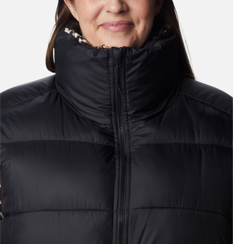 Thumbnail: Women's Leadbetter Point Sherpa Hybrid Jacket - Plus Size, Color: Black, Black Fallgrass Print, image 4