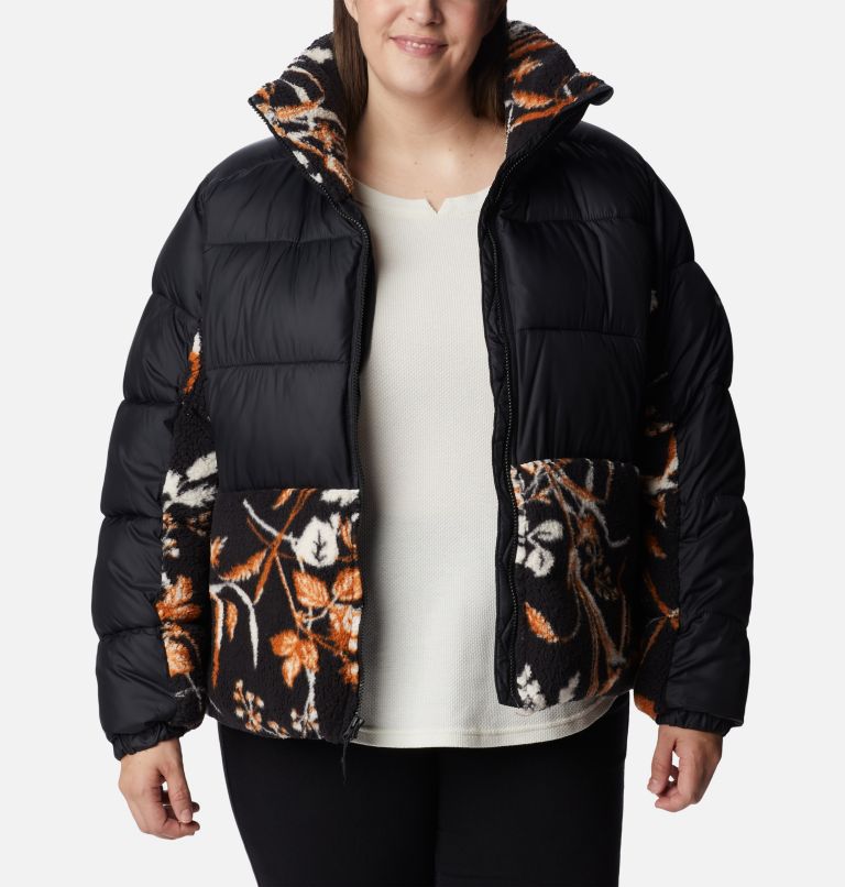 Thumbnail: Women's Leadbetter Point Sherpa Hybrid Jacket - Plus Size, Color: Black, Black Fallgrass Print, image 7