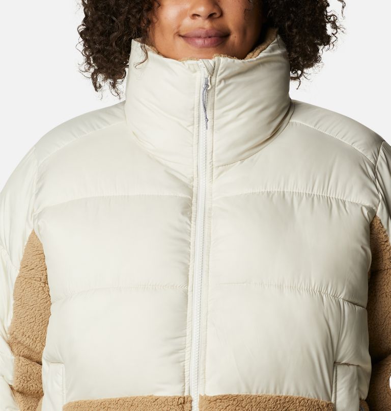 Thumbnail: Women's Leadbetter Point Sherpa Hybrid Jacket - Plus Size, Color: Chalk, Beach, image 4
