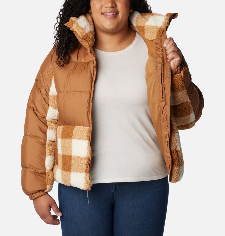 Women's Leadbetter Point Sherpa Hybrid Jacket - Plus Size, Color: Camel Brown, Camel Brown Check, image 5