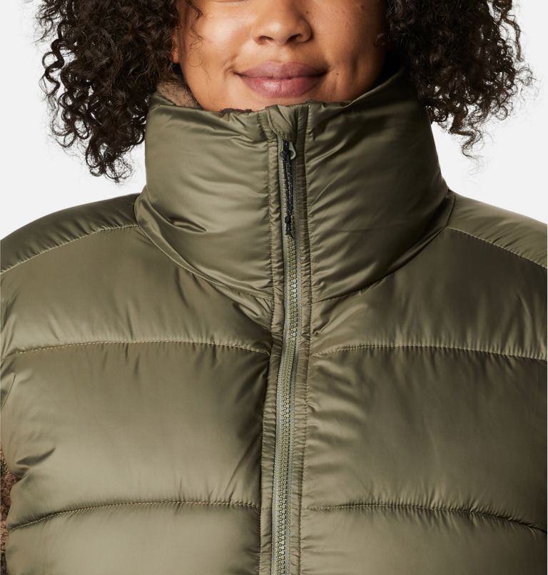 Thumbnail: Women's Leadbetter Point Sherpa Hybrid Jacket - Plus Size, Color: Stone Green, Cypress Mod Camo Prin, image 4