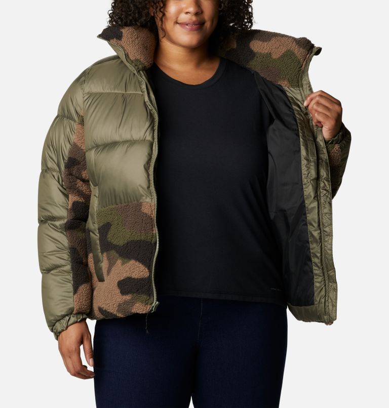 Women's Leadbetter Point Sherpa Hybrid Jacket - Plus Size, Color: Stone Green, Cypress Mod Camo Prin, image 5