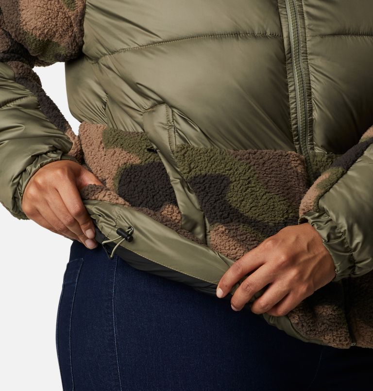 Thumbnail: Women's Leadbetter Point Sherpa Hybrid Jacket - Plus Size, Color: Stone Green, Cypress Mod Camo Prin, image 6