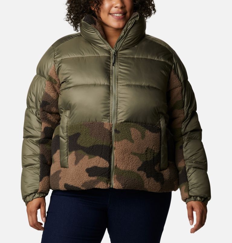 Women's Leadbetter Point Sherpa Hybrid Jacket - Plus Size, Color: Stone Green, Cypress Mod Camo Prin, image 1