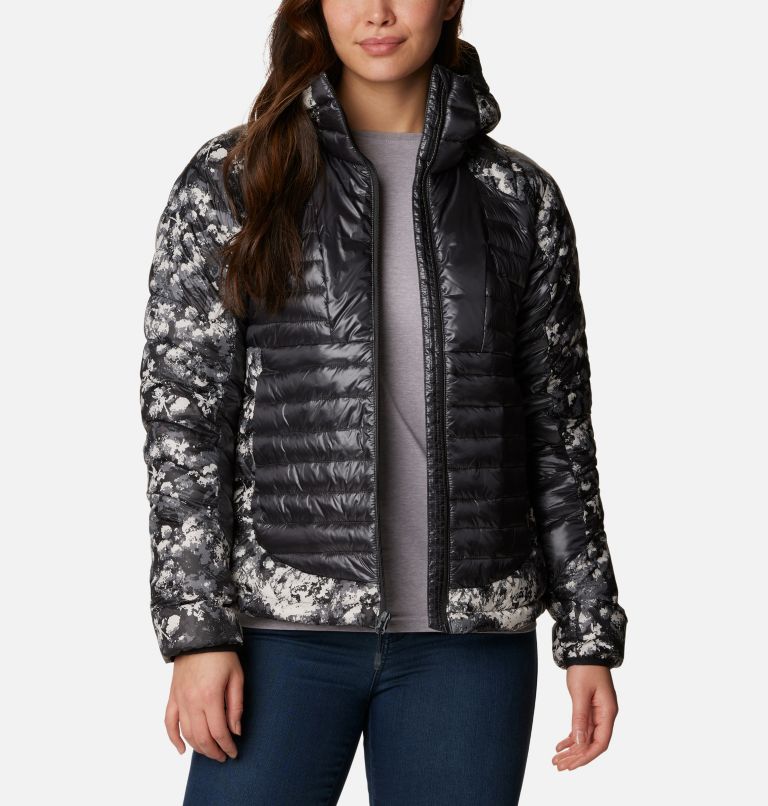 Women's Labyrinth Loop Insulated Hooded Jacket, Color: Shark, Black Iceblooms Print, image 7