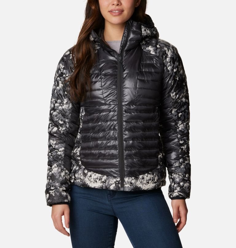 Thumbnail: Women's Labyrinth Loop Insulated Hooded Jacket, Color: Shark, Black Iceblooms Print, image 1