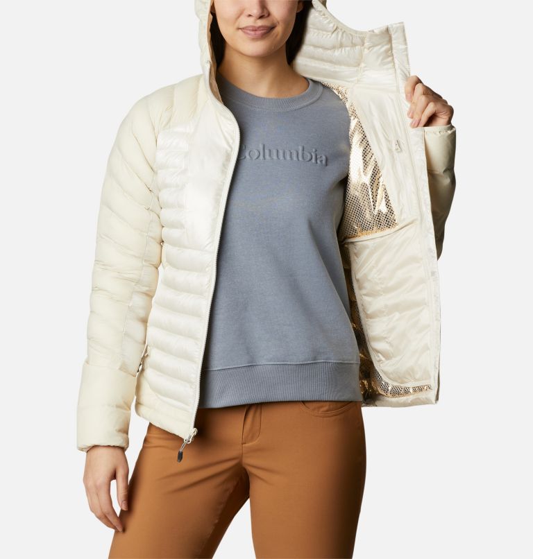 Women's Labyrinth Loop Down Hooded Jacket, Color: Chalk, image 4
