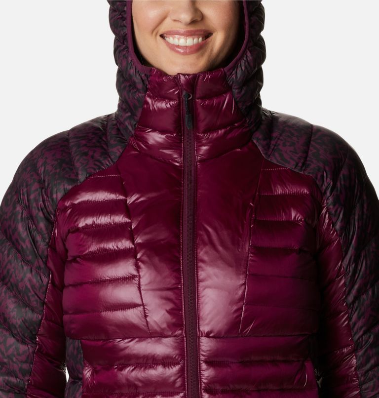 Women's Labyrinth Loop Insulated Hooded Jacket, Color: Marionberry, Marionberry Terrain Print, image 4