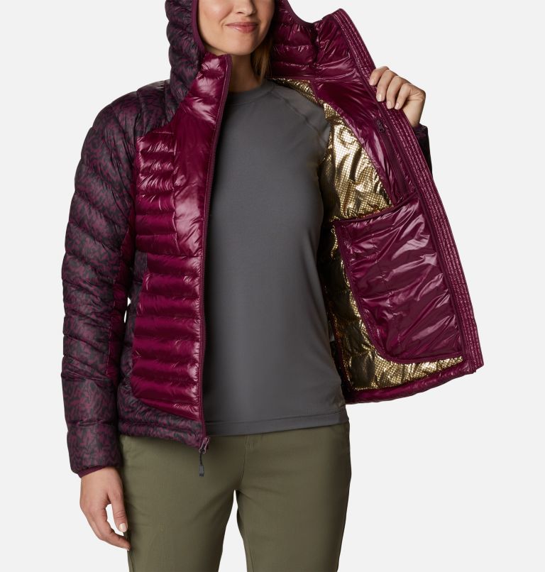 Thumbnail: Women's Labyrinth Loop Insulated Hooded Jacket, Color: Marionberry, Marionberry Terrain Print, image 5