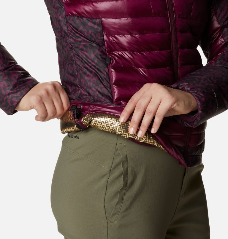 Women's Labyrinth Loop Insulated Hooded Jacket, Color: Marionberry, Marionberry Terrain Print, image 7