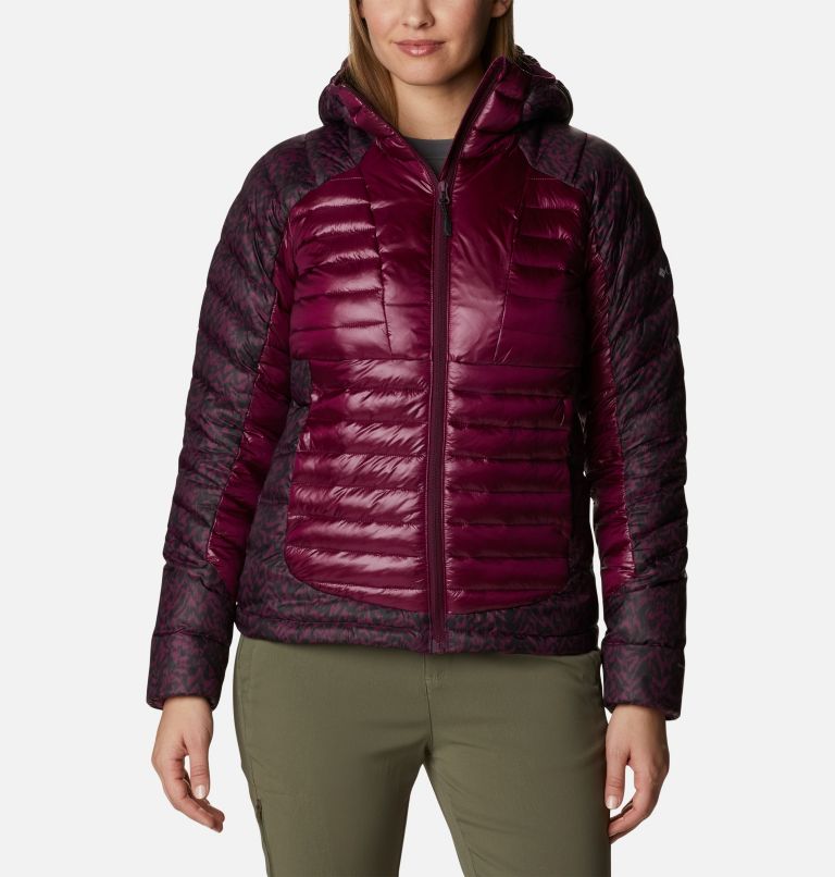Thumbnail: Women's Labyrinth Loop Insulated Hooded Jacket, Color: Marionberry, Marionberry Terrain Print, image 1