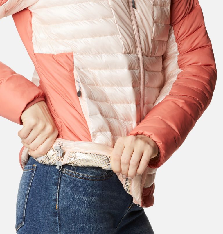 Women's Labyrinth Loop Insulated Hooded Jacket, Color: Peach Blossom, Dark Coral, image 7