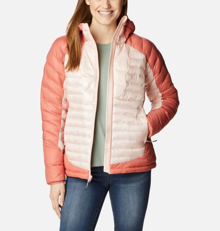 Women's Labyrinth Loop Insulated Hooded Jacket, Color: Peach Blossom, Dark Coral, image 8