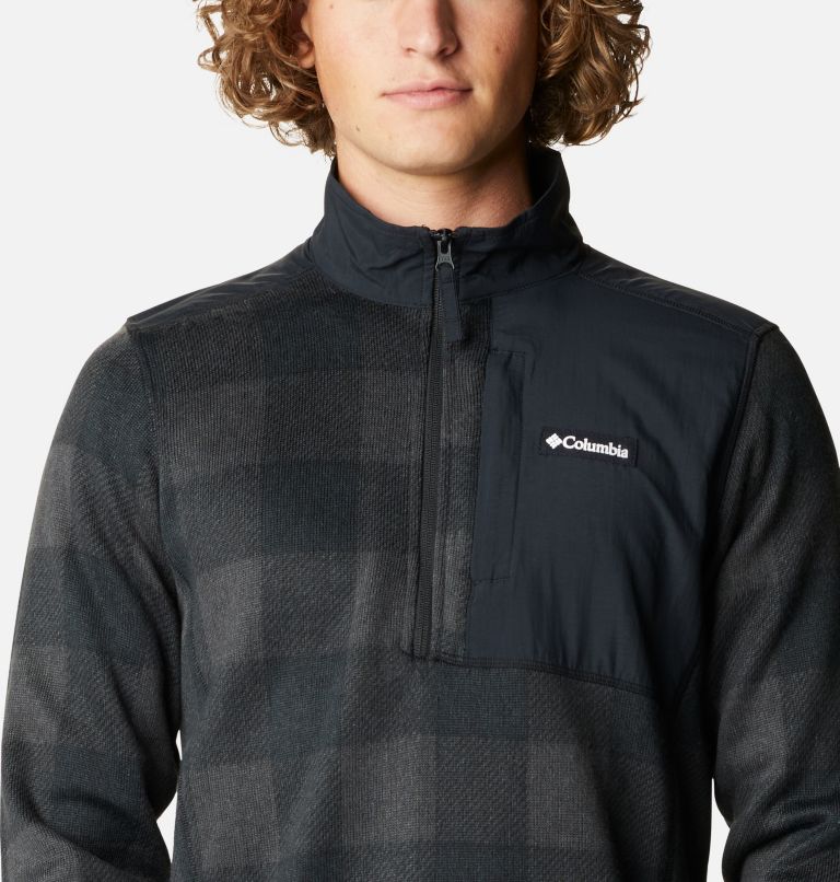 Thumbnail: Men's Sweater Weather Fleece Printed Half Zip Pullover, Color: Black Camo Buffalo, Black, image 4