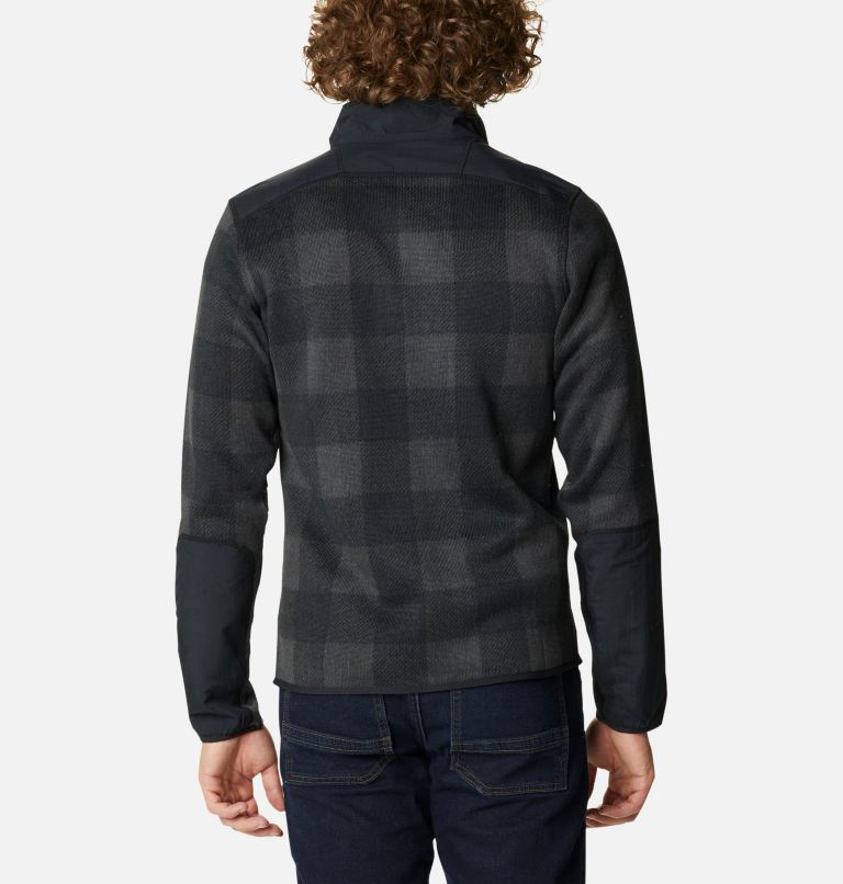 Thumbnail: Men's Sweater Weather Fleece Printed Half Zip Pullover, Color: Black Camo Buffalo, Black, image 2