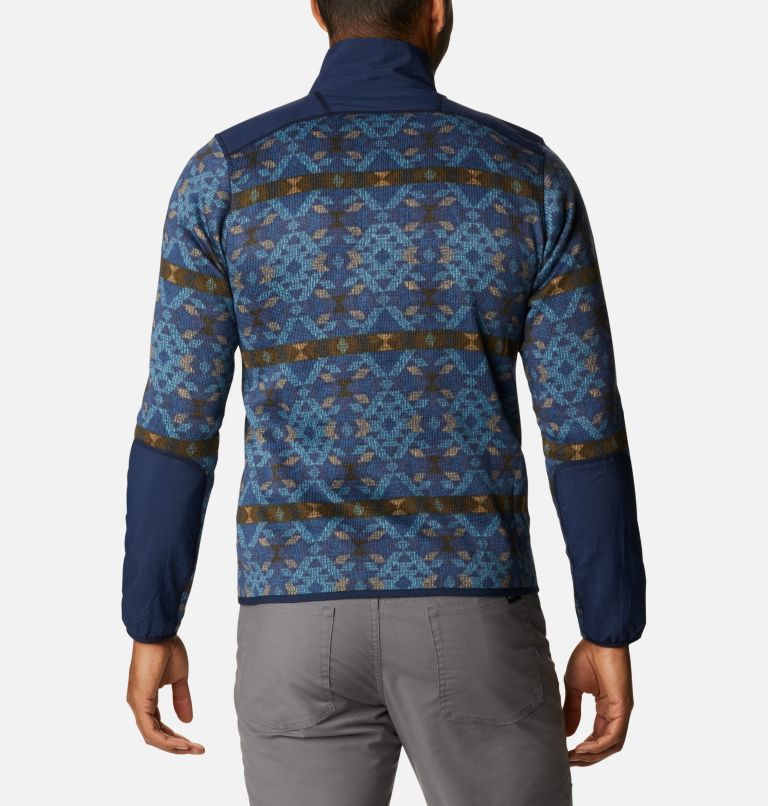 Men's Sweater Weather Fleece Printed Half Zip Pullover, Color: Canyon Blue Blanket Print, Coll Navy