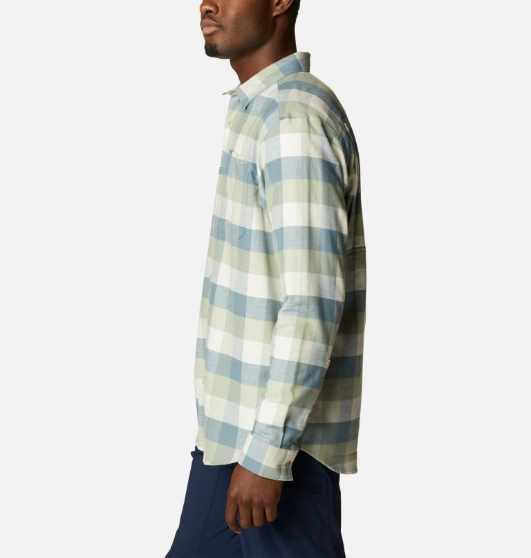 Men's PFG Slack Tide Flannel Long Sleeve Shirt, Color: Safari Multi Check, image 3
