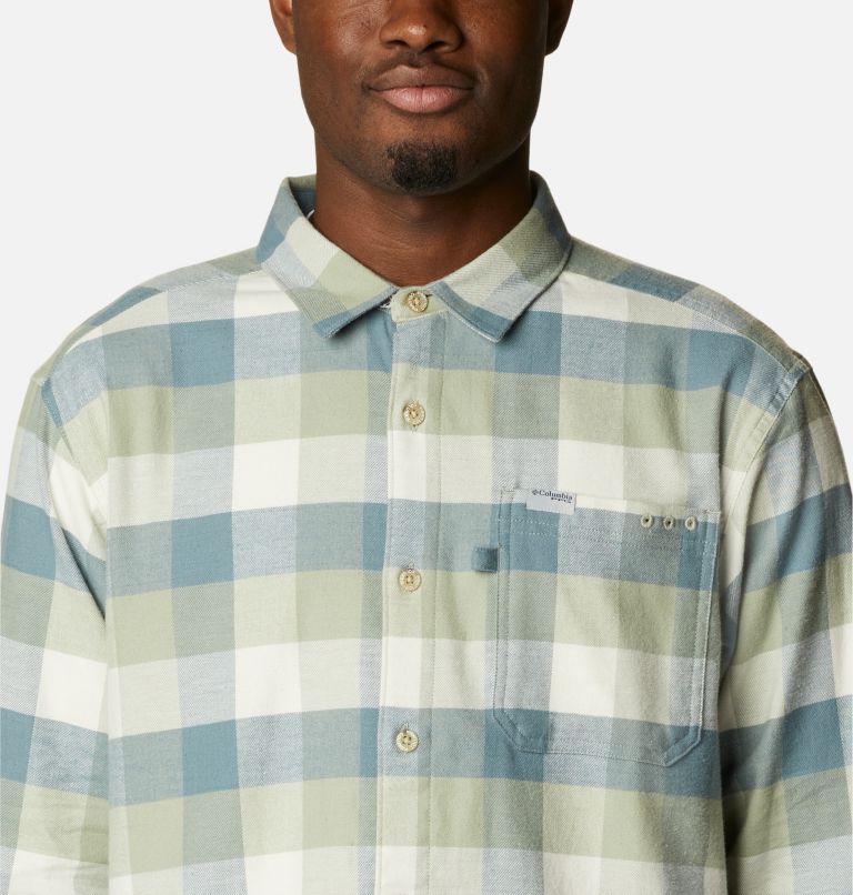Men's PFG Slack Tide Flannel Long Sleeve Shirt, Color: Safari Multi Check, image 4