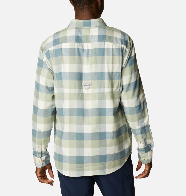 Men's PFG Slack Tide Flannel Long Sleeve Shirt, Color: Safari Multi Check, image 2