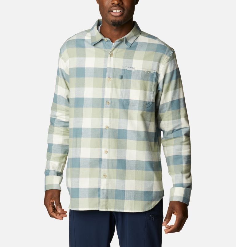 Men's PFG Slack Tide Flannel Long Sleeve Shirt, Color: Safari Multi Check, image 1